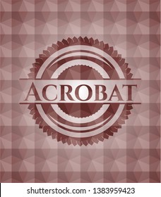 Acrobat red geometric emblem. Seamless.
