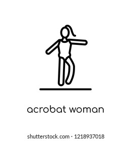 Acrobat Woman icon. Trendy modern flat linear vector Acrobat Woman icon on white background from thin line Ladies collection, editable outline stroke vector illustration