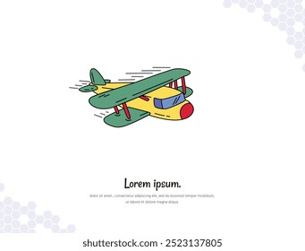 Acrobatic aircraft simple doodle flat vector art for wall decoration landscape. simple drawing illustration vector. Hand drawn cat isolated. for room decoration, events, etc