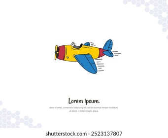 Akrobatische Flugzeug einfache Doodle flache Vektorkunst für Wanddekoration Landschaft. einfacher Zeichnungsdarstellungsvektor. Handgezeichnete Katze einzeln. für Raumdekoration, Veranstaltungen usw.