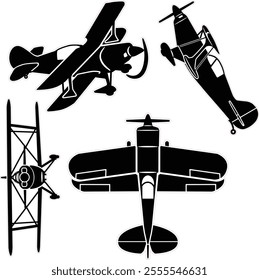 acrobatic airplane vector set for laser cut