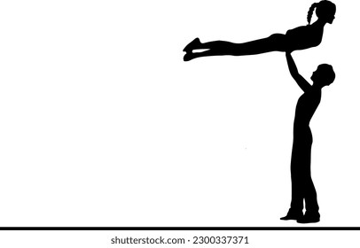 "Acrobatic Dance Silhouettes of a Couple"
"Duo Acrobatic Dancing Silhouette"
"Couple Doing Acrobatic Moves in Silhouette"
