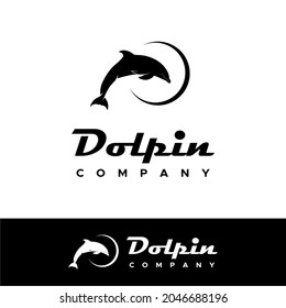 Acrobatic Dolphin Logo Jumping Silhouette Design Inspiration