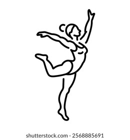 Acrobatic girl icon in linear style 