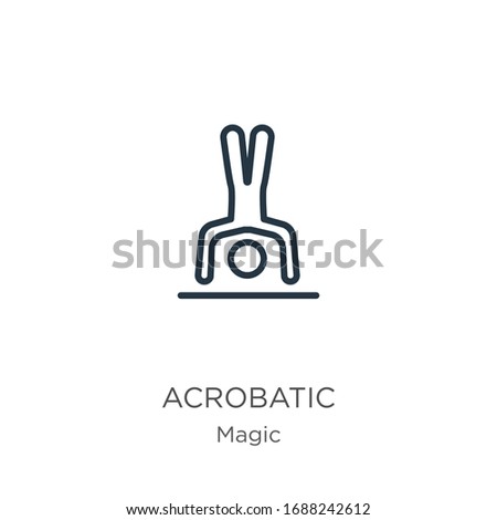 Acrobatic icon. Thin linear acrobatic outline icon isolated on white background from magic collection. Line vector sign, symbol for web and mobile