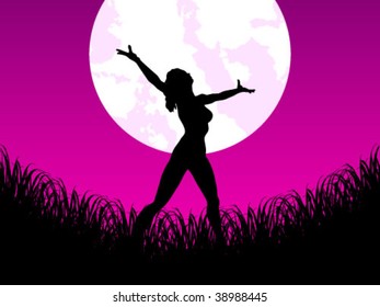 acrobatic silhouette on field