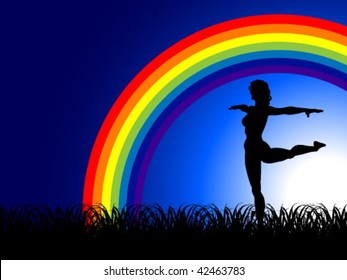acrobatic silhouette on field