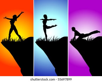 acrobatic silhouette on field