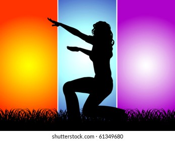 acrobatic silhouette on field