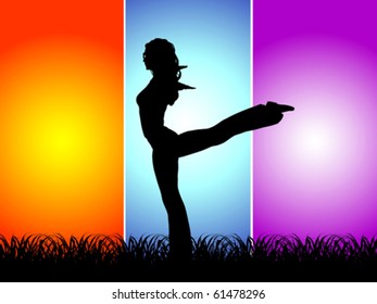 acrobatic silhouette on field
