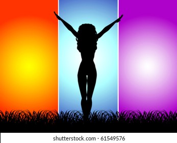 acrobatic silhouette on field