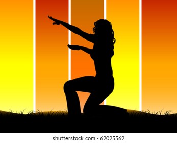 acrobatic silhouette on field