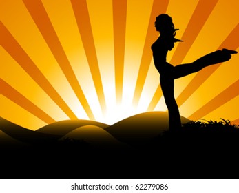 acrobatic silhouette on field