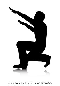 acrobatic silhouette on field