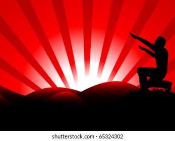 acrobatic silhouette on field