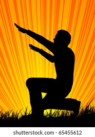 acrobatic silhouette on field