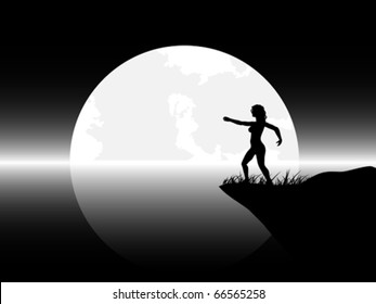 acrobatic silhouette on field