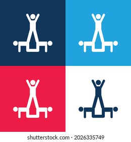 Acrobatics Acrobats Group Silhouette Blue And Red Four Color Minimal Icon Set