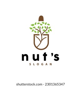 Acron Logo, Premium Design Simple Vintage Retro Style, Vector Oak Nuts Acorns, Icon Symbol Illustration Template