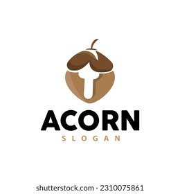 Acron Logo, Premium Design Simple Vintage Retro Style, Vector Oak Nuts Acorns, Icon Symbol Illustration Template