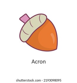 Ilustración de diseño de icono de contorno relleno del vector Acron. Símbolo de la naturaleza sobre el fondo blanco Archivo EPS 10