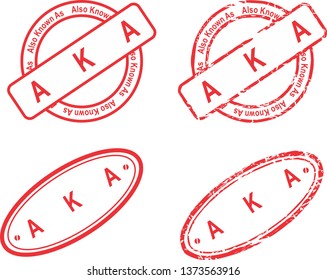 acronym AKA red stamp isoalted collection in vector format