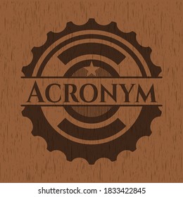 Tarjeta de acrónimo con fondo de madera. 