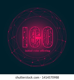 Acronym ICO - Initial Coin Offering. Business conceptual image. Connected lines with dots.