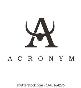 acronym with a letter and a bull head for younr company that start from A  