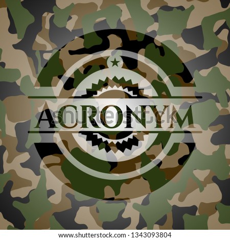 Acronym on camouflage texture