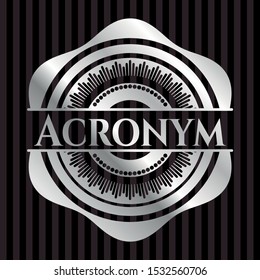 Acronym silvery shiny badge. Vector Illustration. Mosaic.