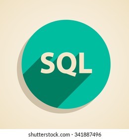 Acronym SQL in circle. Flat icon