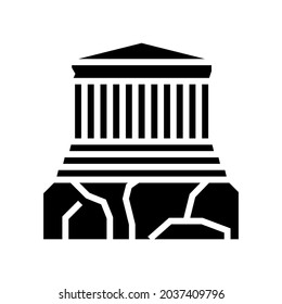 acropolis ancient greece architecture building glyph icon vector. acropolis ancient greece architecture building sign. isolated contour symbol black illustration