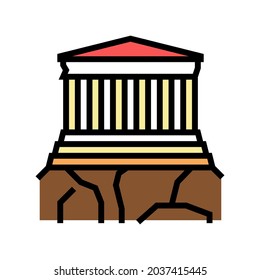 acropolis ancient greece architecture building color icon vector. acropolis ancient greece architecture building sign. isolated symbol illustration