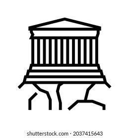 acropolis ancient greece architecture building line icon vector. acropolis ancient greece architecture building sign. isolated contour symbol black illustration
