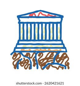 acrópole antiga grécia arquitetura edifício ícone doodle esboço vetor. acrópole antiga grécia arquitetura edifício sinal. isolado símbolo ilustração