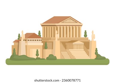 Acropolis Ancient Greek City Landmark Building Cartoon illustration Vector