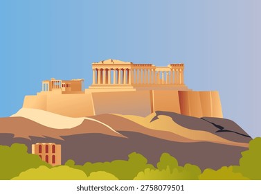 Acropolis of Athens -  An Ancient Citadel - Greece - Stock Illustration as EPS10 File