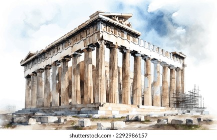 Die Akropolis von Athen ist die bekannteste Akropolis der Welt Aquarellmalerei