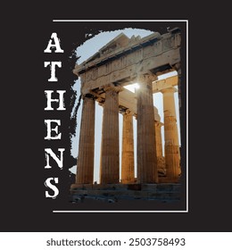 acropolis athens greece typography graphic print , Abstract fashion drawing and creative design for t-shirts, mugs, graphic tee, sweatshirt, cases, etc. Illustration in modern style for clothes