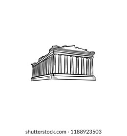 Acropolis in Athens hand drawn outline doodle icon. The Parthenon and antient temple, tourism concept. Vector sketch illustration for print, web, mobile and infographics on white background.