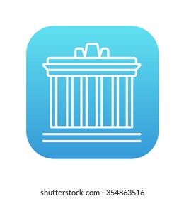 Acropolis of Athens line icon for web, mobile and infographics. Vector white icon on the blue gradient square with rounded corners isolated on white background.