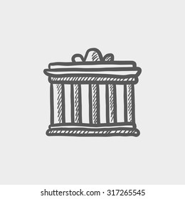 Acropolis of Athens sketch icon for web, mobile and infographics. Hand drawn vector dark grey icon isolated on light grey background.