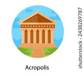 Acropolis in flat design editable vector 