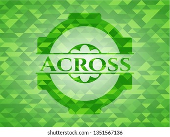 Across green emblem with triangle mosaic background