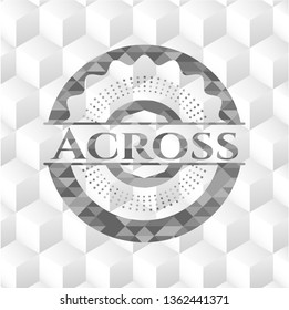 Across grey badge with geometric cube white background