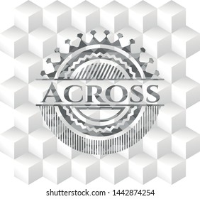 Across grey emblem with cube white background