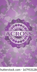 Across pink and purple camo emblem. Vector Illustration. Detailed.