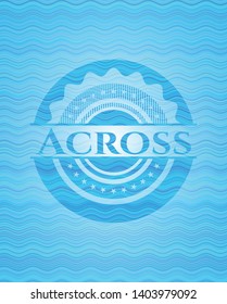 Across sky blue water wave badge background. Vector Illustration. Detailed.