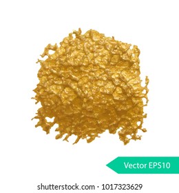 Acryl paint texture stane dub. Gold acrylic brush stroke. Abstract background design vector illustration. Isolated grunge shape golden oil splash. Color paintbrush banner.